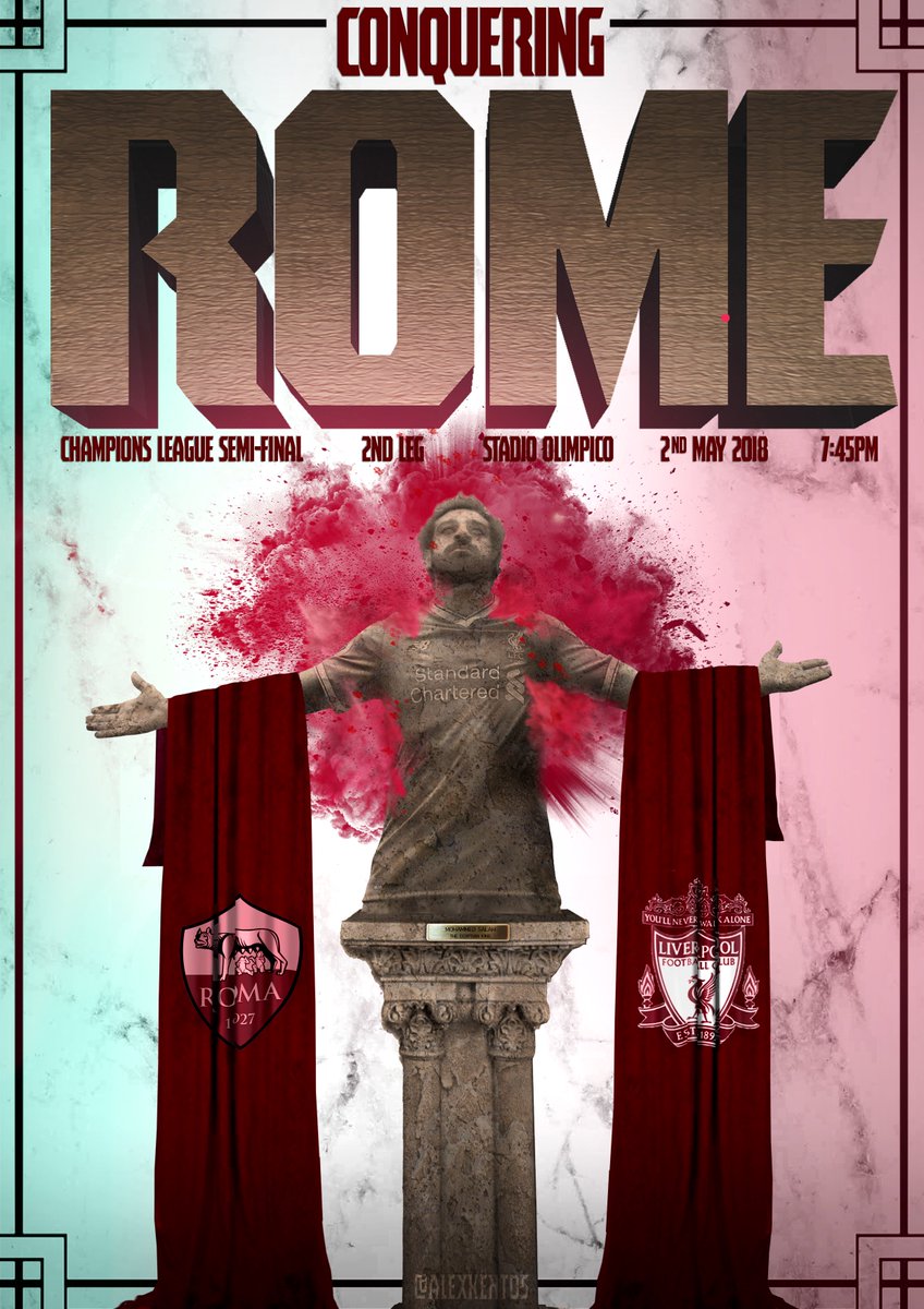 AlexKent05's tweet photo. #MyLFCMatchdayimage for #ASRoma vs #LiverpoolFC: Time to conquer Rome
#Liverpool #LFC #YNWA #AllezAllezAllez @MoSalah #TheEgyptianKing #Roma #ASRvsLFC #MatchdayImage #ChampionsLeague #SemiFinal #ASRLFC #RomaVsLiverpool #MoSalah https://t.co/1XnW3oaivE