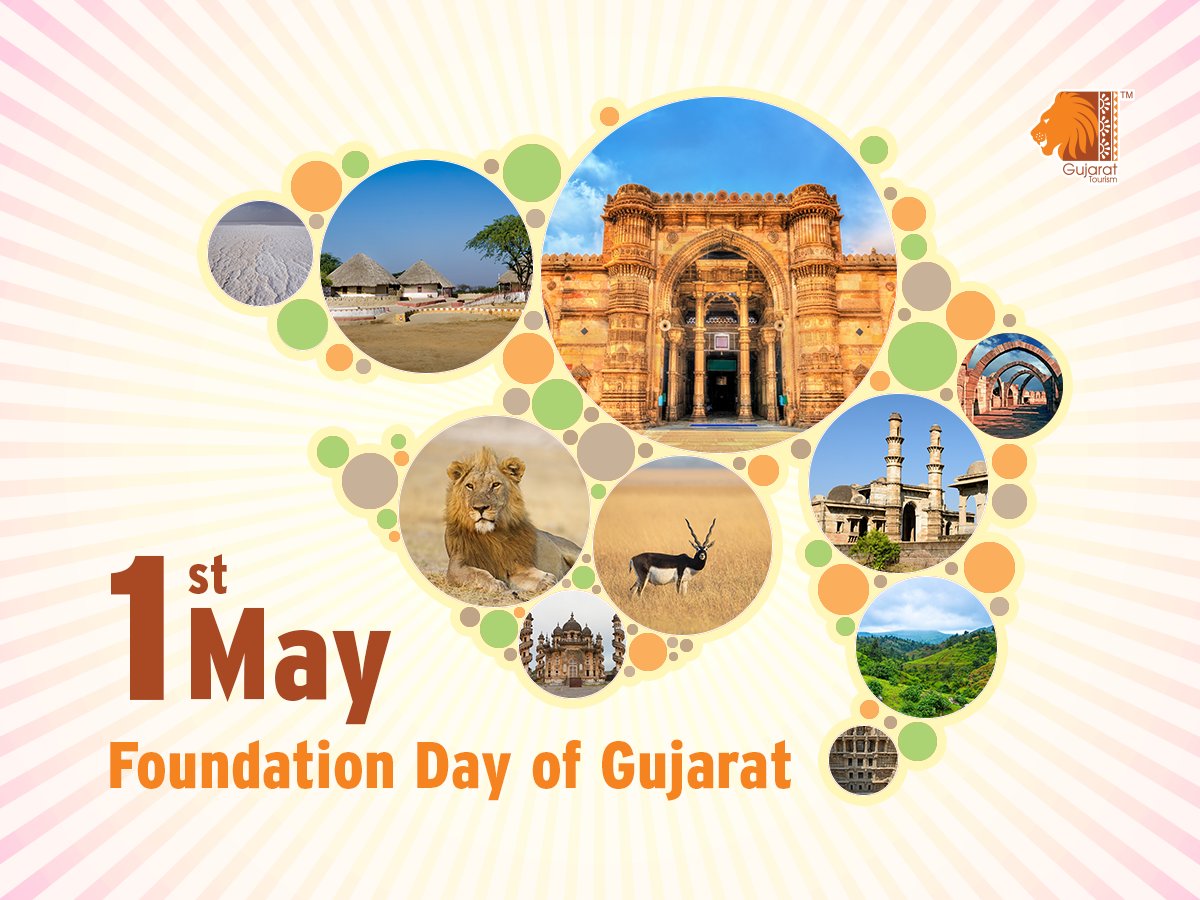 GujaratTourism's tweet photo. Let us celebrate the glory of Swarnim Gujarat on #GujaratDay! https://t.co/VnvVJCpAPC