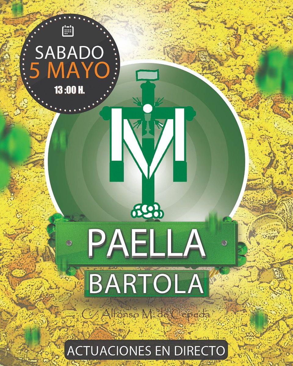 CalleCabo's tweet photo. Este Sábado pasa un buen día con nosotros. ¡¡Ven a la Paella Bartola!!. Tendremos actuaciones en directo, Dj y el mejor ambiente para amenizar nuestra fiesta. ¡¡Te lo vas a perder!! #bartoleando https://t.co/yauGg61kw1