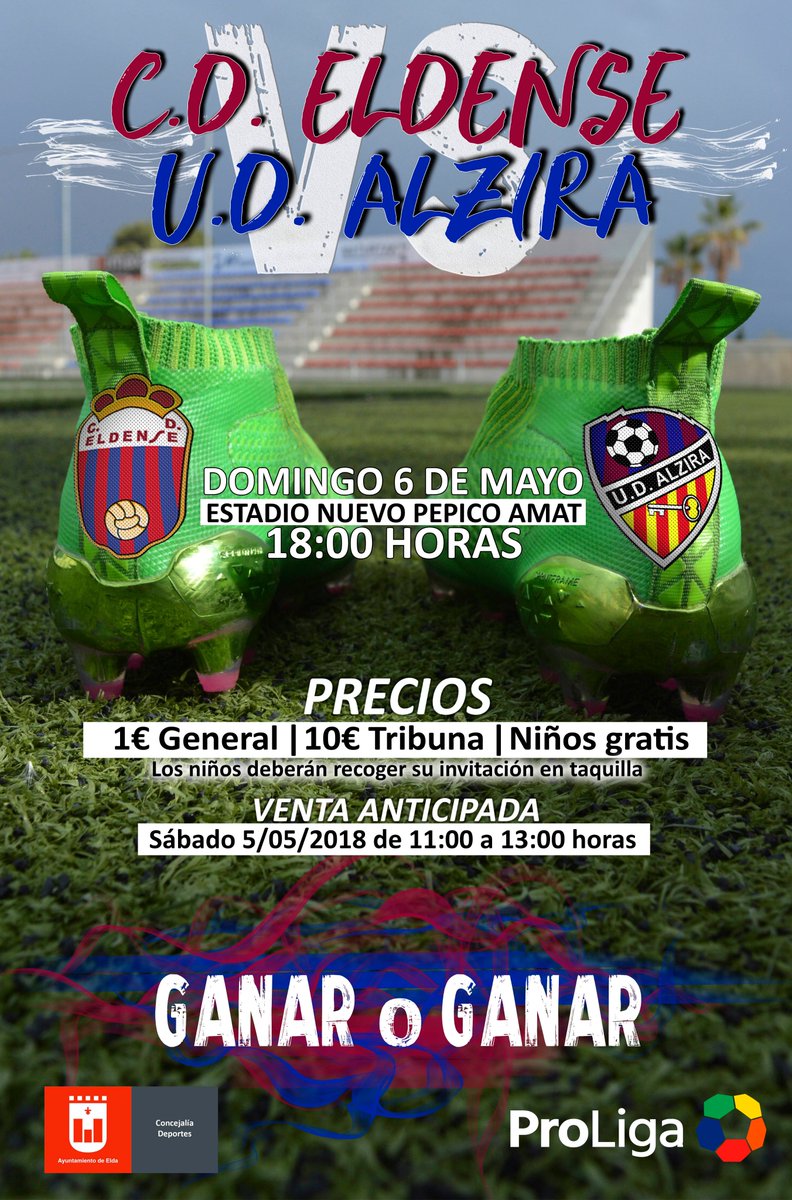 CD_Eldense's tweet photo. Afición, vosotros empujásteis al #CDEldense a conseguir el empate contra el @cfnucia y la victoria ante el @Orihuela_CF Queremos que sigáis a nuestro lado y por eso, repetimos tarifas económicas, no faltes al próximo encuentro
🏟️Nuevo Pepico Amat
🆚@UDAlzira
📅05/05/18 
🕗18:00 https://t.co/ddYfhGkrtU