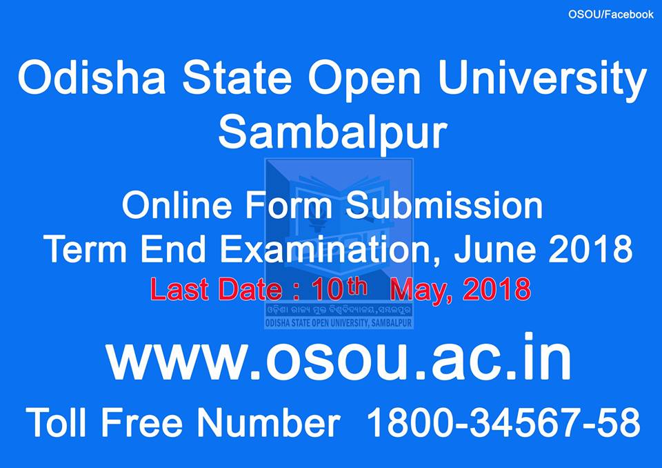 OsouOdisha's tweet image. Attention Learners:
Online submission of Forms for June Term End Exam. starts from Today.
Last Date: May 10
#JoinOSOU
webportal.osou.ac.in