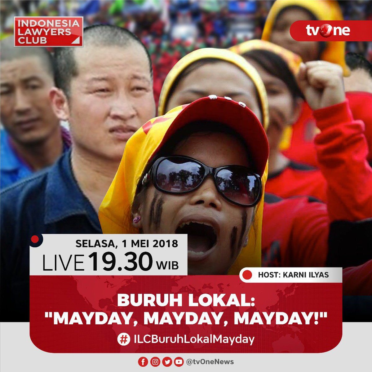 fadlizon's tweet photo. Malam ini di @ILC_tvOnenews sy mnjd narsum "Buruh Lokal: Mayday, Mayday, Mayday!". #HariBuruh2018 https://t.co/G3WRdCOheW