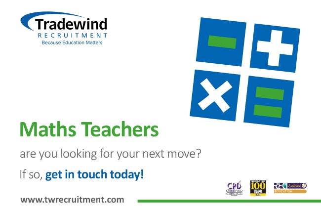 #Maths #Teacher required for #beautiful #secondaryschool in #Leicestershire starting ASAP! Contact me on 0116 243 0299 for details! #supplyteaching #ourpeoplemattermost #teach #jobs #schooljobs #eastmidlands #teachingjobs #tradewindrecruitment #becauseeducationmatters