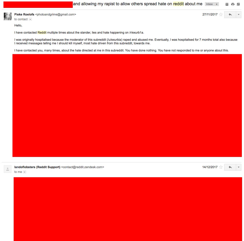 Evidence of e-mail communication between Reddit and myself showing I asked for help, many times.