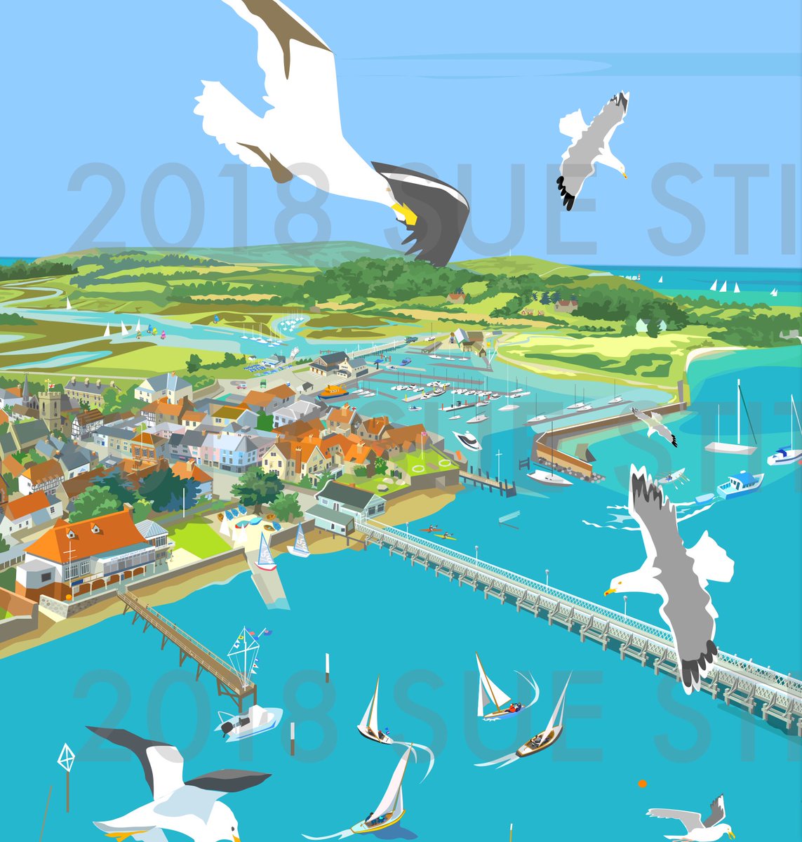 Trying to tame the seagull and finish this before Yarmouth Harbours Spring Festival on Saturday #suesstitt.com #seagulls #springfestival #isleofwight #sailingsolent #southcoastevents #retroposters #saturday5may2018 #ipadart #digitalprints #coastalprints #yarmouthisleofwight