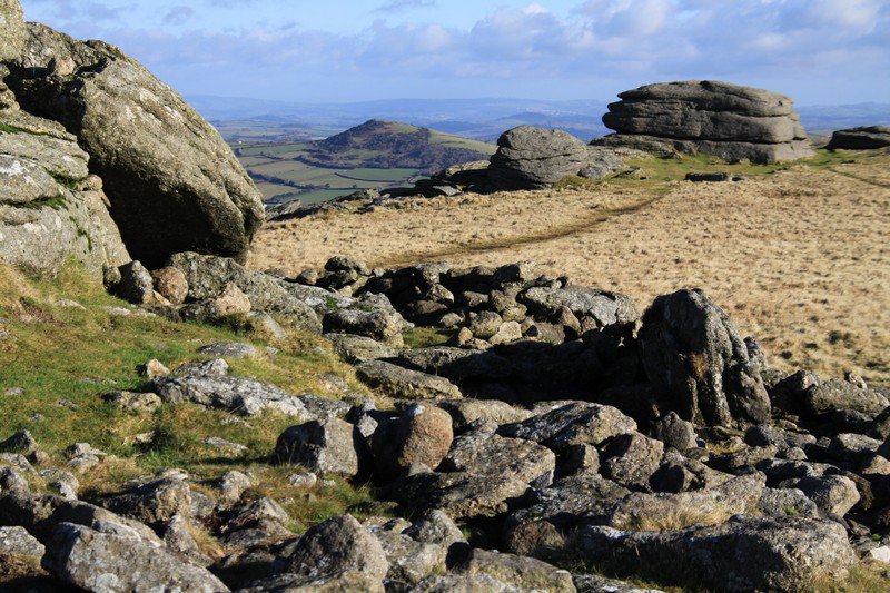 Burgh Island/Bigbury-on-Sea on South Devon coast up to the Ugborough Beacon area on Dartmoor: