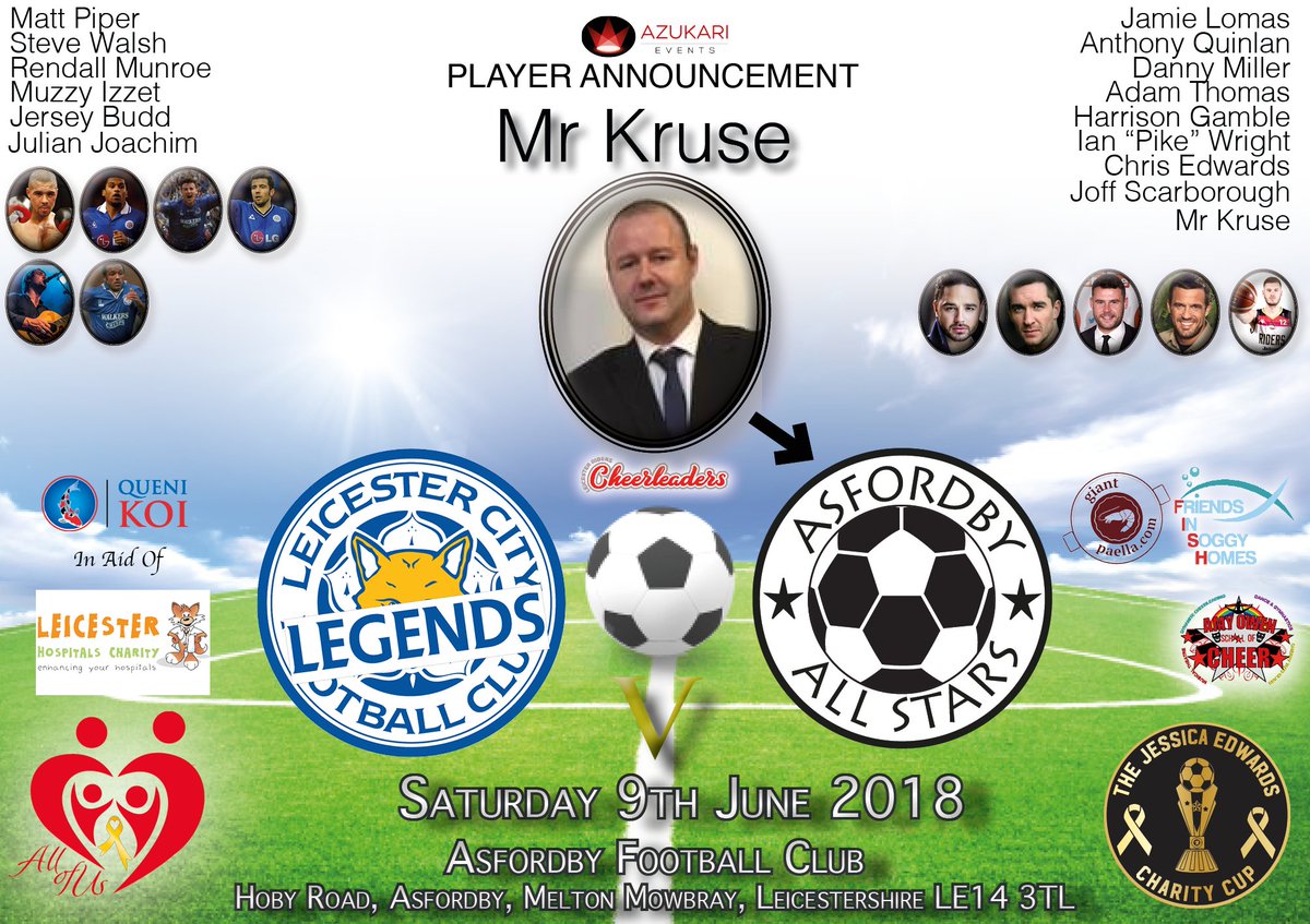 TheJessicaCup's tweet photo. Delighted to announce Mr Kruse to the line up to play @LCFC Legends.  Mr Kruse is Jessica's Assistant Head at her school @John_Ferneley who have really cared for Jess. Mr Kruse will join @adamthomas21 @jamielomas1 @DannyBMiller @AnthonyQuinny @HarrisonGamble @Muzzie06 @philkruse https://t.co/ANIYUjiU49