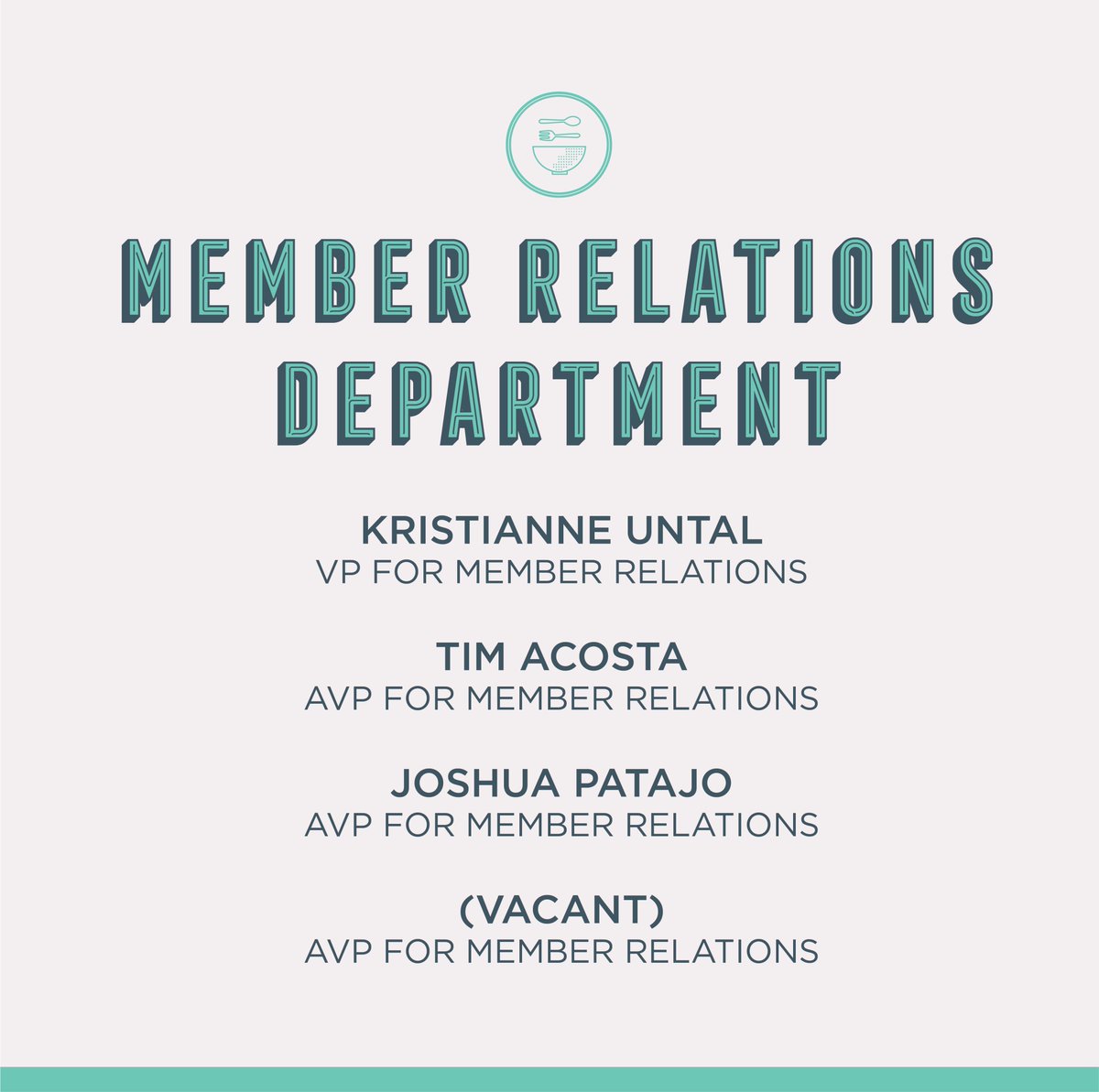 BlueCuisina's tweet photo. Congratulations to our newly accepted officers!

K-an Untal, VP for MemRel
Tim Acosta, AVP for MemRel
Vincent Go, AVP for Advocacy
Miguel Awid, AVP for Design

We are so happy to welcome you to the Cuisina Executive Board AY 2018-2019! https://t.co/rk4SDaMcr5