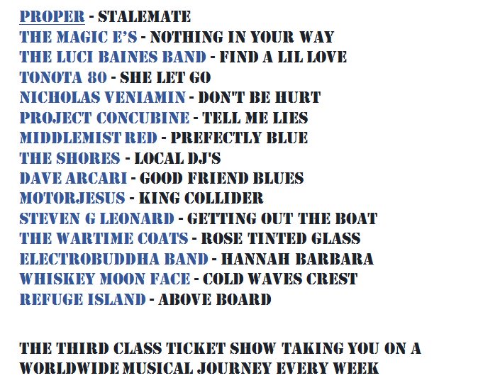 noon on wrockradio.com and 7pm on linksradio.scot its Show 27 w/ <a href="/properband/">PROPER</a>  <a href="/tonota80/">John Edwards</a> <a href="/middlemistredhu/">Middlemist Red</a> <a href="/TheShores_band/">The Shores</a> <a href="/davearcari/">Dave Arcari</a> <a href="/MOTORJESUS1/">MOTORJESUS</a> <a href="/thewartimecoats/">The Wartime Coats</a> @electrobuddha1 &amp; more