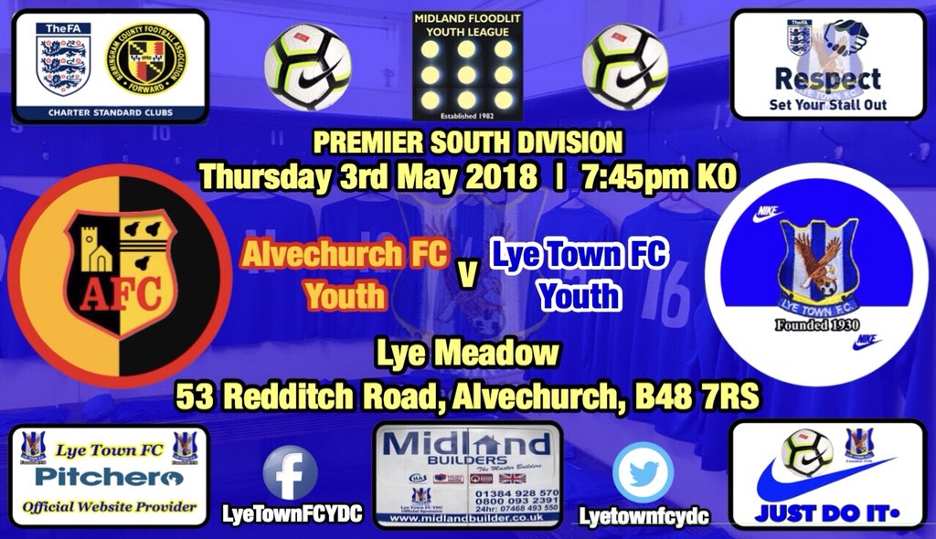 Lyetownofficial's tweet photo. Next Up!
Our Under 18’s Youth Team are in Midland Floodlit action this coming Thursday evening away to @Alvechurchfcu18 for their final game of the season.
Please come down and show your support! 👏🏻👏🏻👏🏻
#LTFCYDC #COYF🦅 https://t.co/6DBKIj0OxO