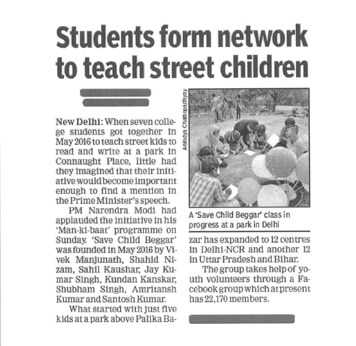 MinistryWCD's tweet photo. ‘Save Child Beggar’, volunteers from DU colleges collaborate to impart basic education to street children. @timesofindia https://t.co/10sl0Rj7j1