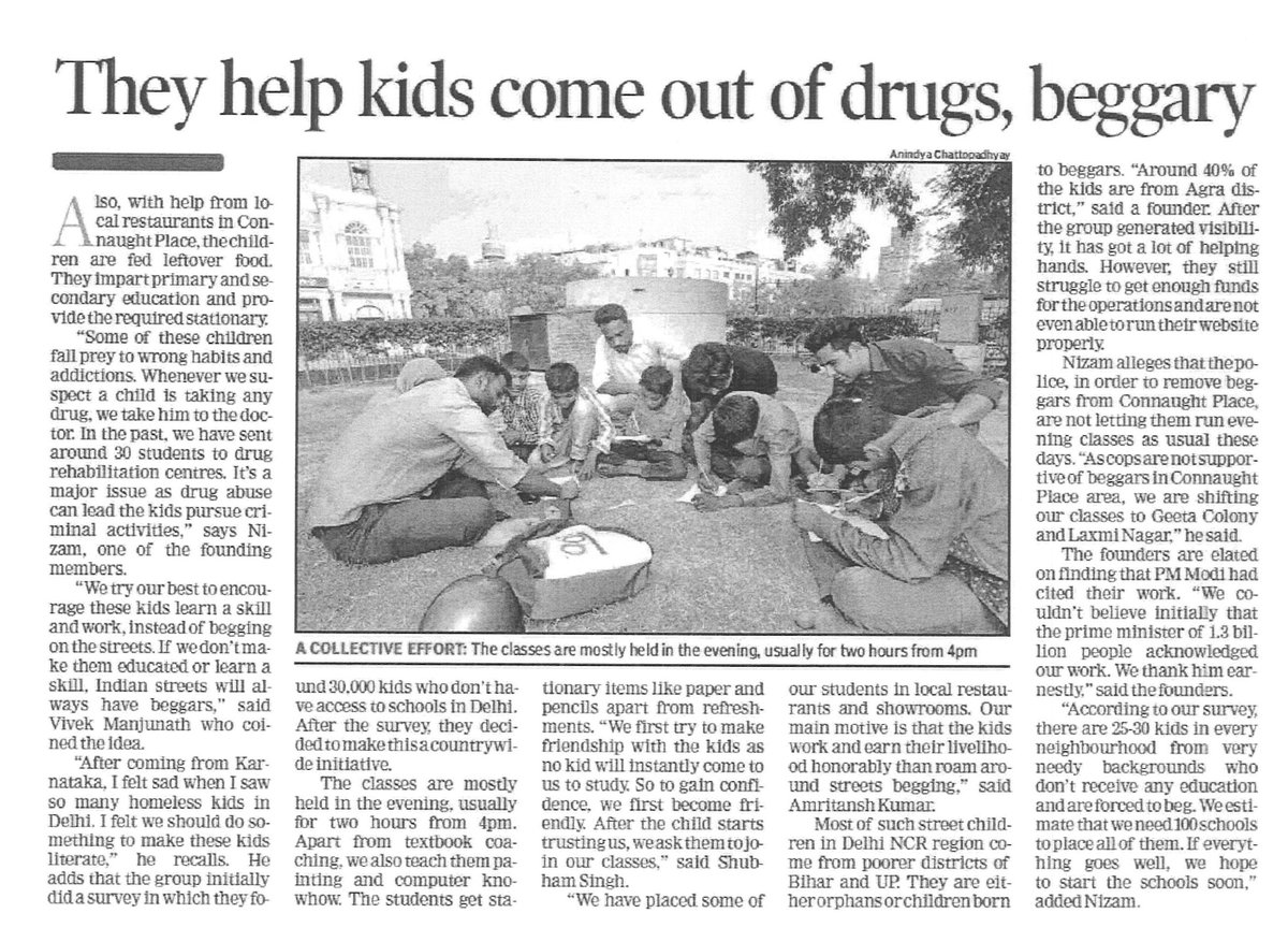 MinistryWCD's tweet photo. ‘Save Child Beggar’, volunteers from DU colleges collaborate to impart basic education to street children. @timesofindia https://t.co/10sl0Rj7j1