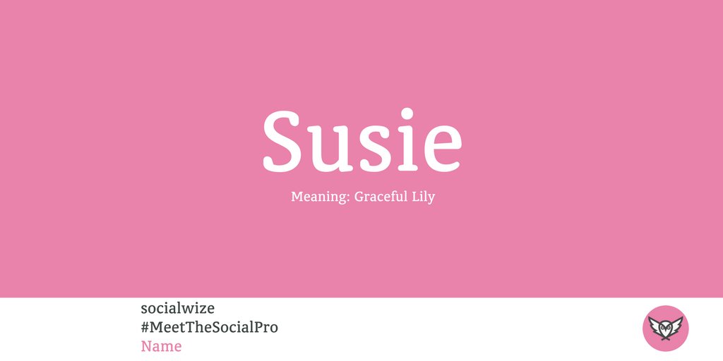 socialwizeuk's tweet photo. So here it begins #MeetTheSocialPro! Today is all about Name.
My name is Susie - the funniest part of it all is my name means 'graceful lily' - for those of you who know me, you would know I couldn't be more unlike a graceful lily if I tried! #socialmedia #meaningofnames https://t.co/aq6dit42ji