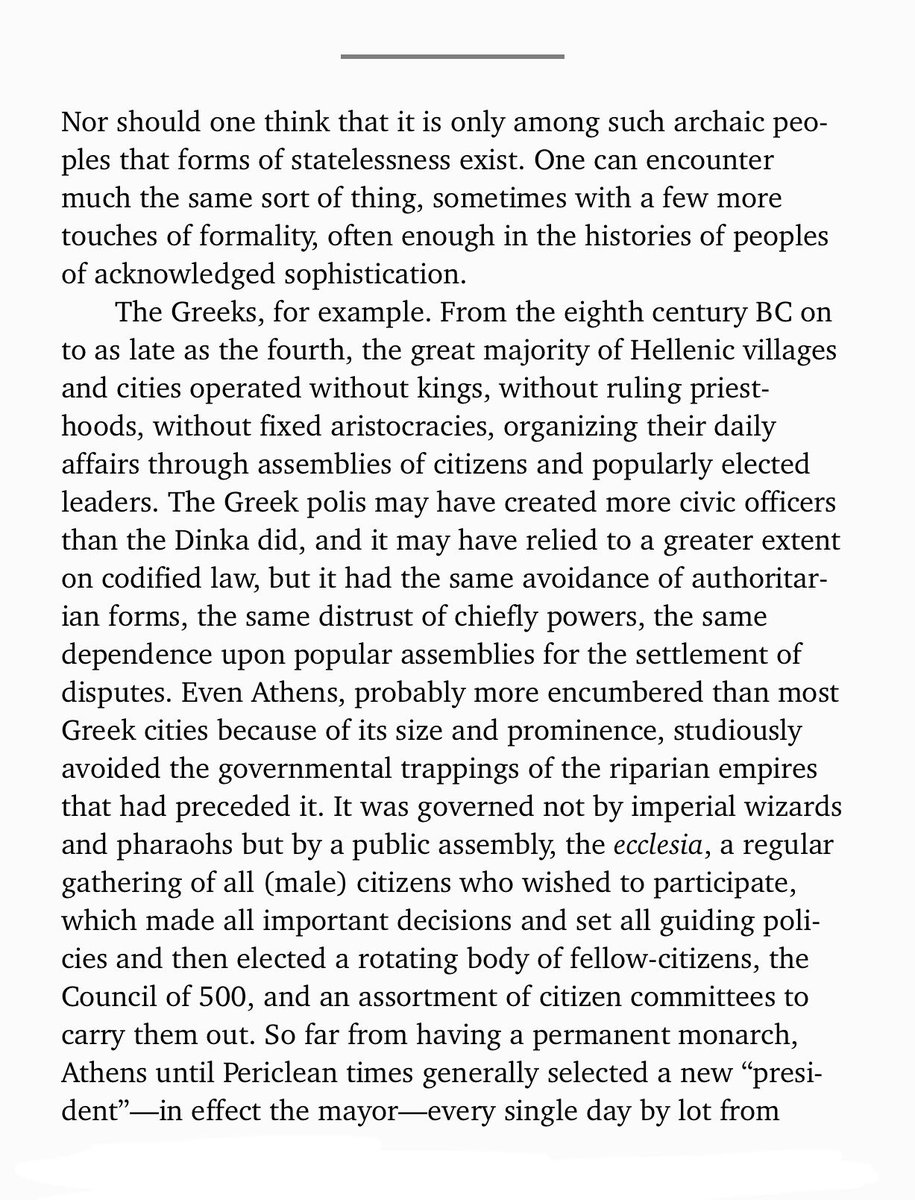 The stateless Human Society is the norm. The current situation, with national or even global states, is a basically abhorrent result of modernity. Here Kirkpatrick Sale compares Athens with Autonomous Medieval Cities, stateless Ireland, self-governing Mennonites and the Swiss.