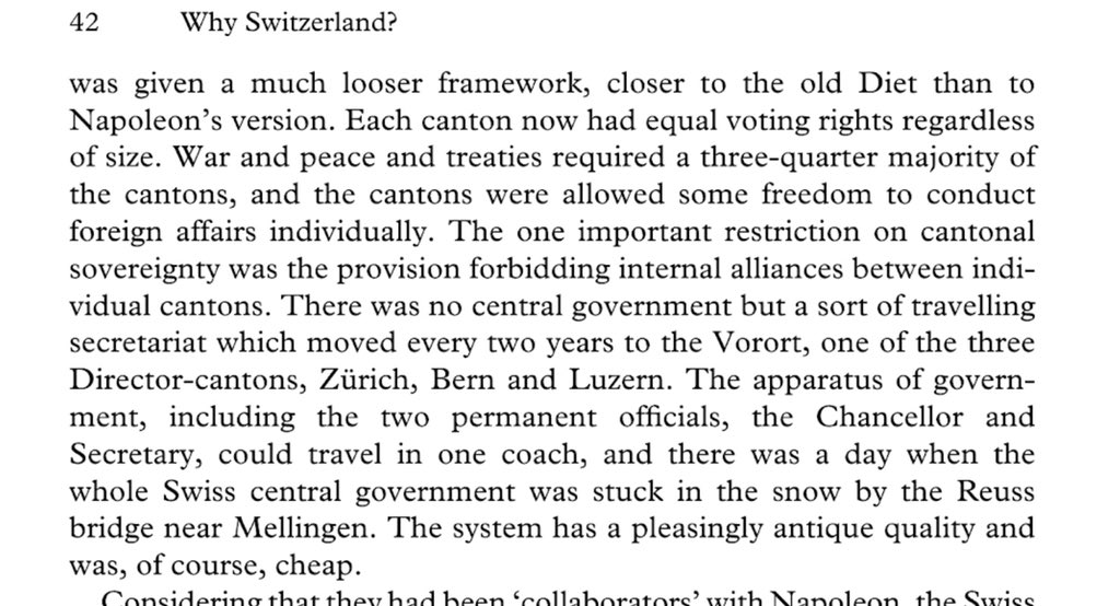 The claim about the entire Swiss State being stranded in a snowed in railway coach was just too delicious: I had to check it. Here’s a passage in Jonathan Steinberg’s “Why Switzerland?” Imagine this, but Berlin, Brussels or Stockholm! One doubts the rescue parties would hurry...