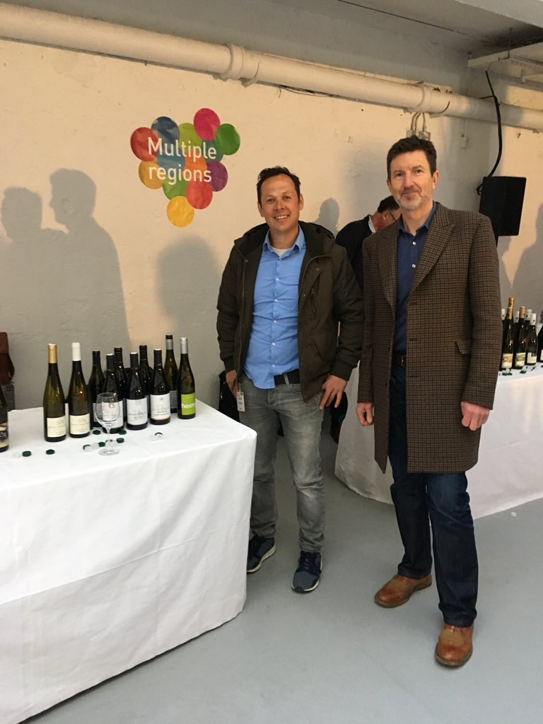 RRltdWine's tweet photo. Raymond with the man himself Marc Josten from #josten&klein...delicious Riesling, Pinot Noir and Pinot Madeleine @WinesofGermany #gforce2018 @TheVinylFactory all day today 🍷🇩🇪 https://t.co/DPheseByTq