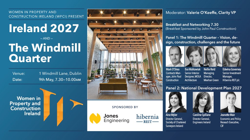 CNIreland's tweet image. Just a week to go to our Women in Property&amp;amp;Construction breakfast. looking forward to welcoming over 130 attendees on Wednesday morning. If you are interested in attending, contact hayley@constructionnetworkireland.com #WPCI #JonesEngineering #JohnPaulConstruction #HiberniaREIT