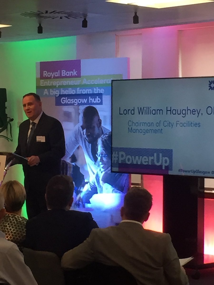 Lord Haughey sharing his entrepreneurial journey at the launch of the Royal Bank Entrepreneur Accelerator in Glasgow. #PowerUp