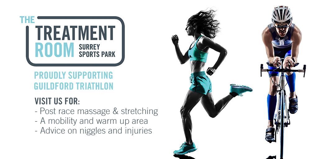 The Treatment Room will be supporting this years Guildford Triathlon offering pre &amp; post race massage, an area for you to mobilise &amp; stretch and a chance to chat to our practitioners about any on-going niggles!
#GuildfordTri #UkTrichat <a href="/SurreySportPark/">Surrey Sports Park</a>