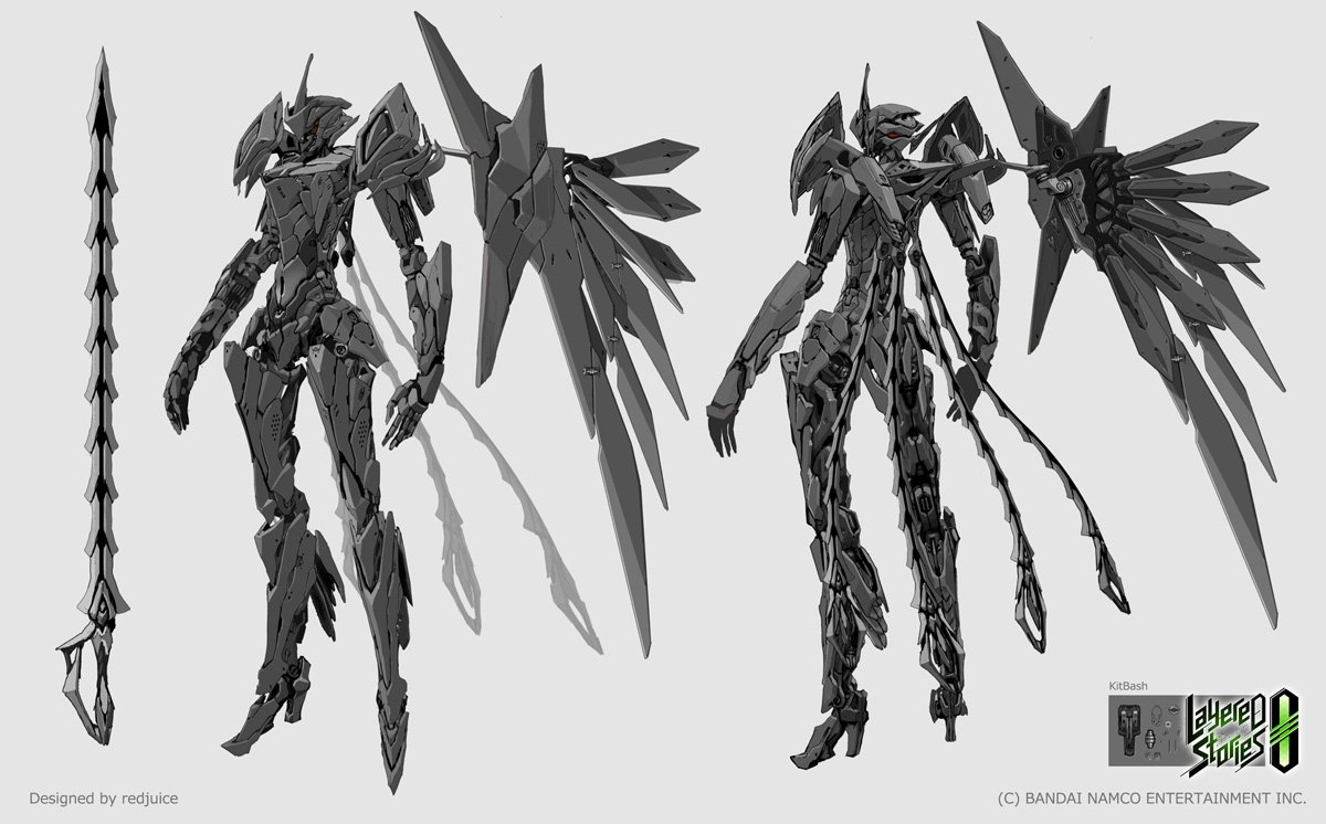 wings black background multiple views mechanical wings armor reference sheet concept art  illustration images