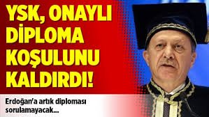 Durup dururken, seçimlere 55 gün kala,
#YSK 'onaylı diploma' koşulunu kaldırdı...

Kişiye özel kararlar alan YSK'yı kutluyoruz....!

Demek ki neymiş? #Diploma yokmuş...!

<a href="/DeliFener_li/">TC DeliFener_li 🏆🏆</a> <a href="/ilkay__y/">ilkay</a> @MahirCaglayanTR <a href="/sadem_che/">Sade'che ✪</a> <a href="/zzoguz/">ZERDEN</a> @B6tur <a href="/cmhr1907/">Cumhur</a> <a href="/333kilikyali/">KİLİKYALI TAMER</a> <a href="/Yettingari_la/">DEMO</a>