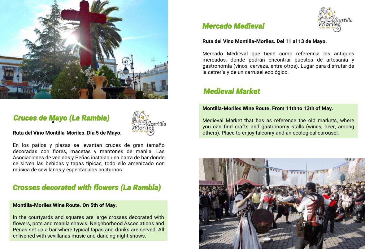 MontillaMoriles's tweet photo. 🗣¡Consulta las propuestas de la #RutaMontillaMoriles en el último número del magazine de @rutasvinoespana!:
👉🏻#PatiosdeBodega y #Ecoracimo2018 en #Montilla.
👉🏻#CrucesdeMayo y Mercado Medieval en @laramblacordoba
Consulta y #ConectaconTuRuta 📲https://t.co/nYRo8WnPve https://t.co/yuee1hrGek