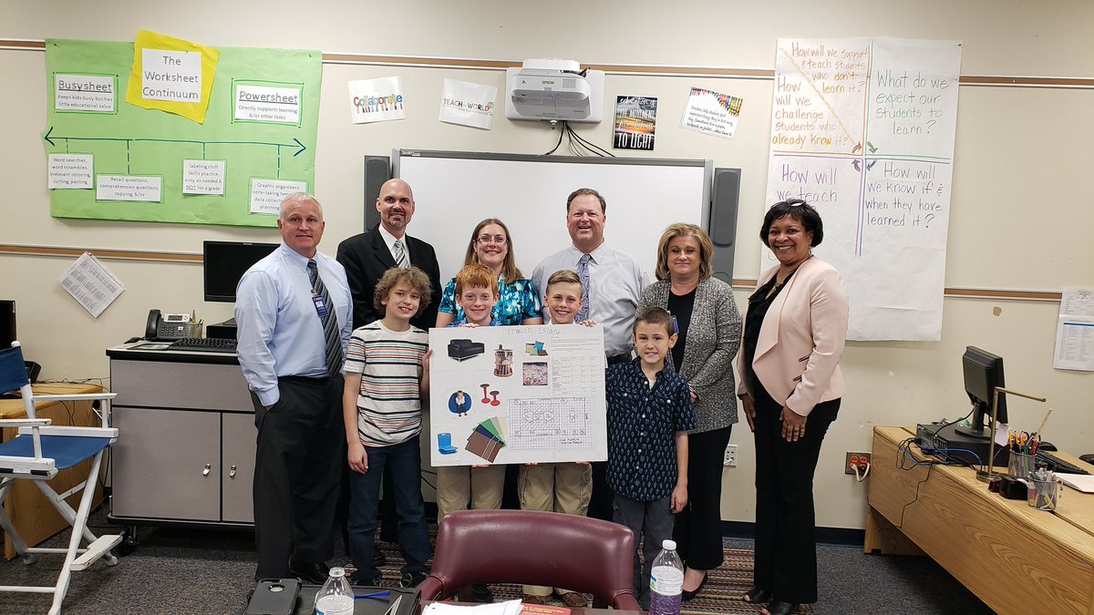 The 4th grade design team from <a href="/Hinestopia/">Laura Hines</a>'s class presented their flexible learning space proposal to <a href="/RossRenfrow/">Ross Renfrow</a> and the Cabinet today. Looking forward to Treasure Island becoming reality! #WeArePIRATES