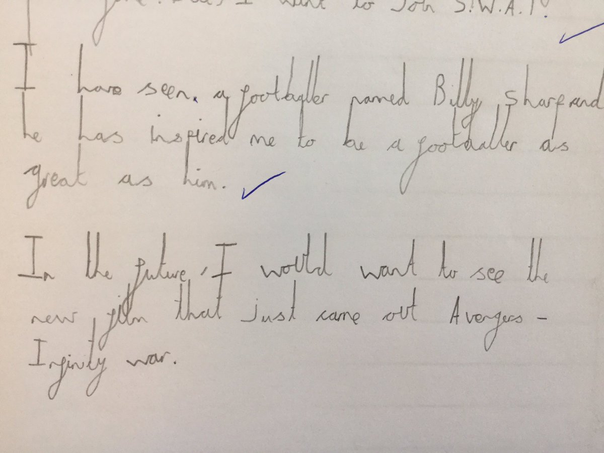 Y3ChestnutClass's tweet photo. @billysharp10 A boy in my class has wrote this in his work. We are talking about people who have inspired us for the jobs we want. https://t.co/azmGPhe019