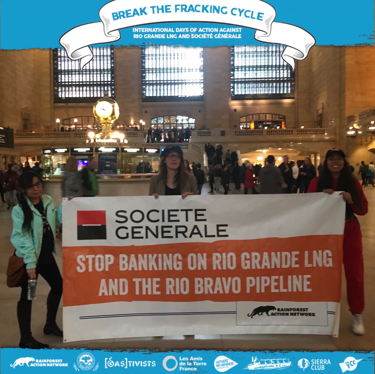 amisdelaterre's tweet image. Mobilisations hier à New York et Bonn contre @SocieteGenerale et son soutien au développement du gaz de schiste liquéfié aux Etats-Unis. Nous resterons mobilisé.e.s jusqu&apos;à ce que la banque dise #StopRioGrandeLNG et autres projets climaticides ! #BreakTheFrackingCycle