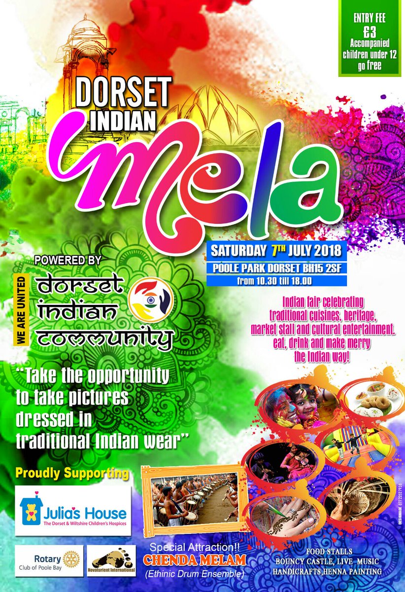The Dorset Indian Mela will return to #PoolePark on 7th July from 11am #indianfood #indiandance #indianculture come along and join the fun