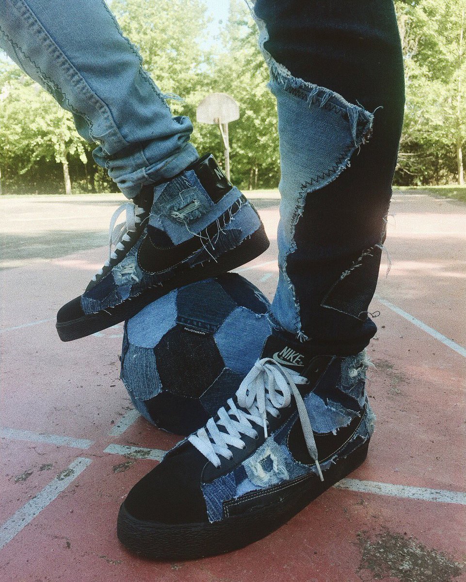 nike blazer denim patchwork