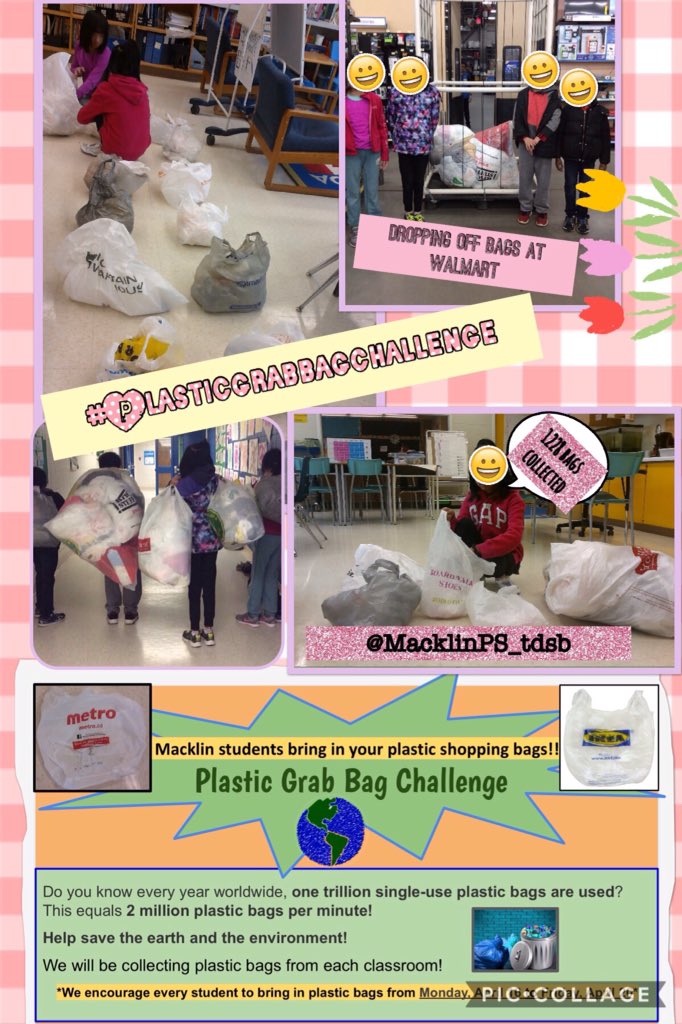 _edu_kate_'s tweet photo. Ss @MacklinPS_TDSB took action by participating in the #plasticgrabbag challenge! We collected 1228 #plasticbags & delivered them to @WalmartCanada to be #recycled by @Trex_Company! 🌎♻️👣#earthweek2018 #ecoschool #globalcitizens @LC3_TDSB https://t.co/DedM3auVd6