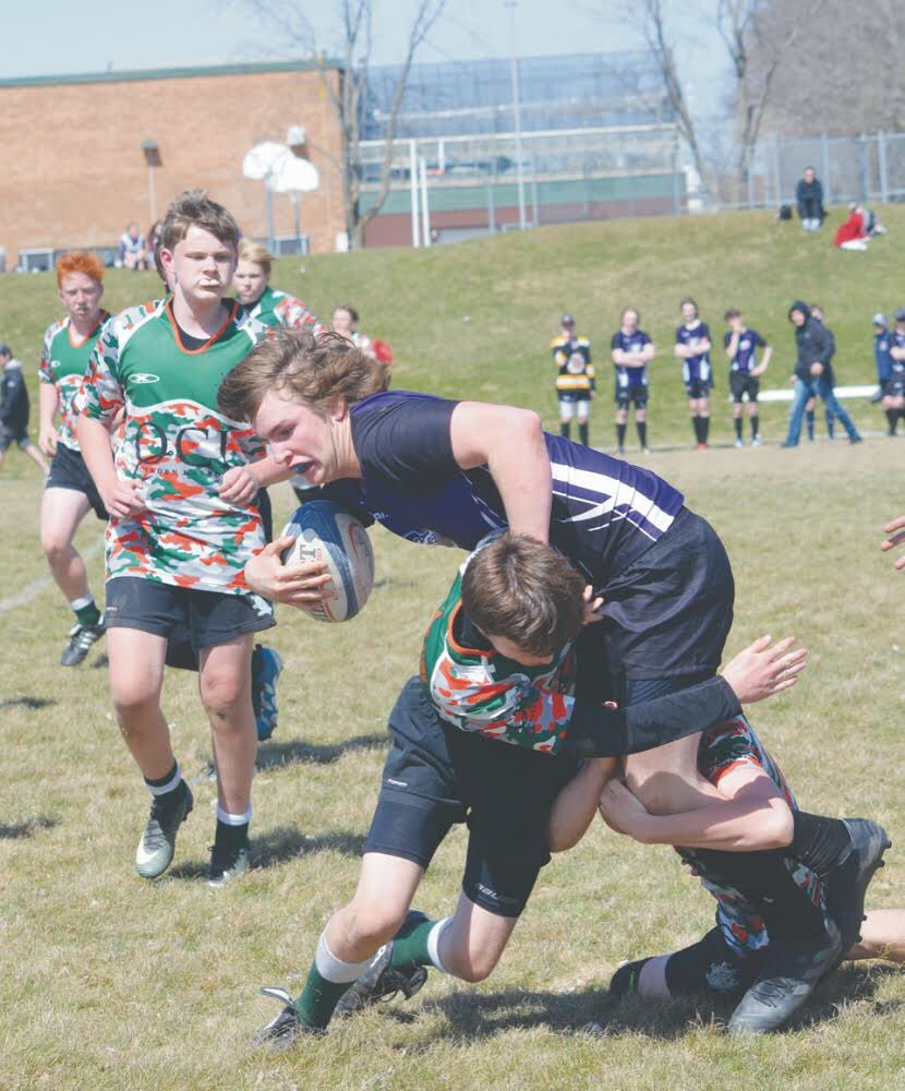 roger_thomson's tweet image. Luc Emond taking down opposition F. E. MADILL in Dinning Cup championship rugby game. EMS -5, MADILL-0 #YMCA #emsrugby