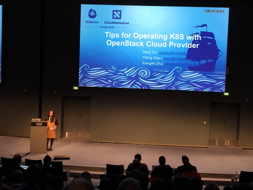jonasrosland's tweet image. Great lightning talks this afternoon at #KubeCon by Yang Yu who gave us insight into how to run #Kubernetes with OpenStack, and by @VladimirVivien who explained what @grpcio is and how to use it to build plug-ins for projects such as #containerstorageinterface.