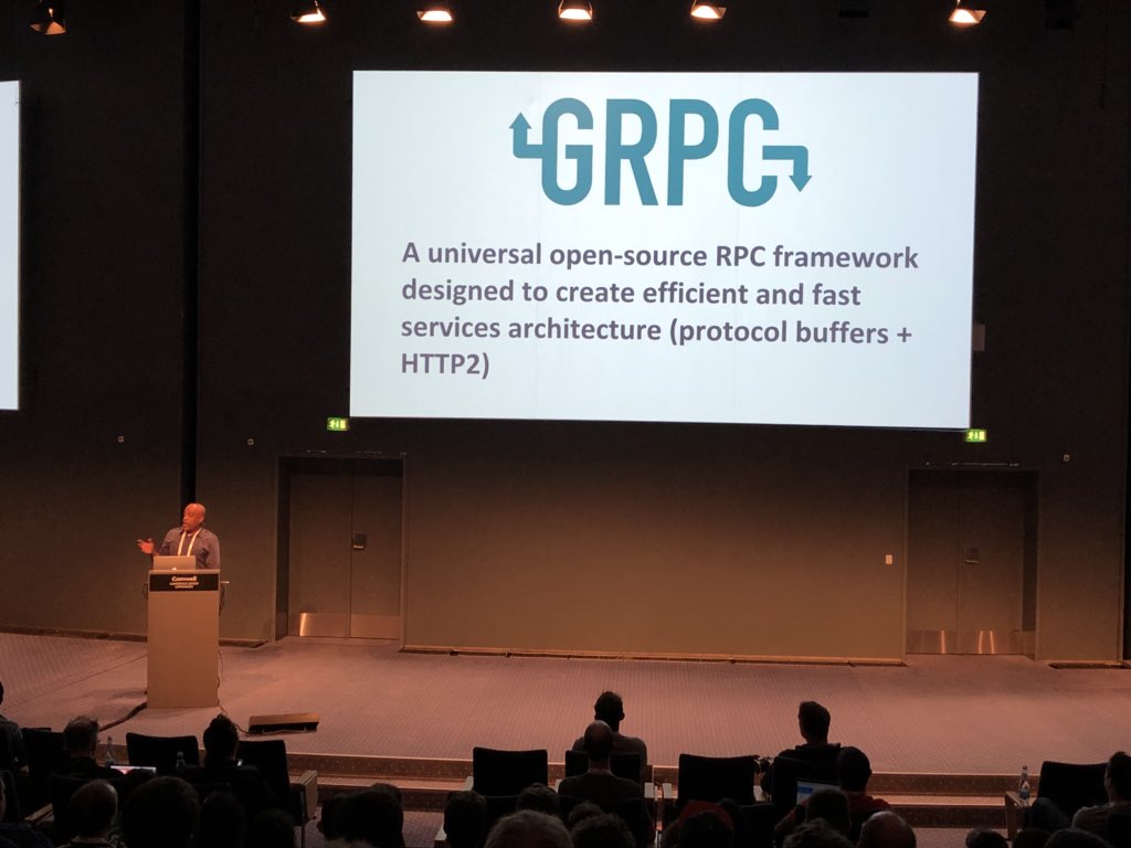 jonasrosland's tweet image. Great lightning talks this afternoon at #KubeCon by Yang Yu who gave us insight into how to run #Kubernetes with OpenStack, and by @VladimirVivien who explained what @grpcio is and how to use it to build plug-ins for projects such as #containerstorageinterface.