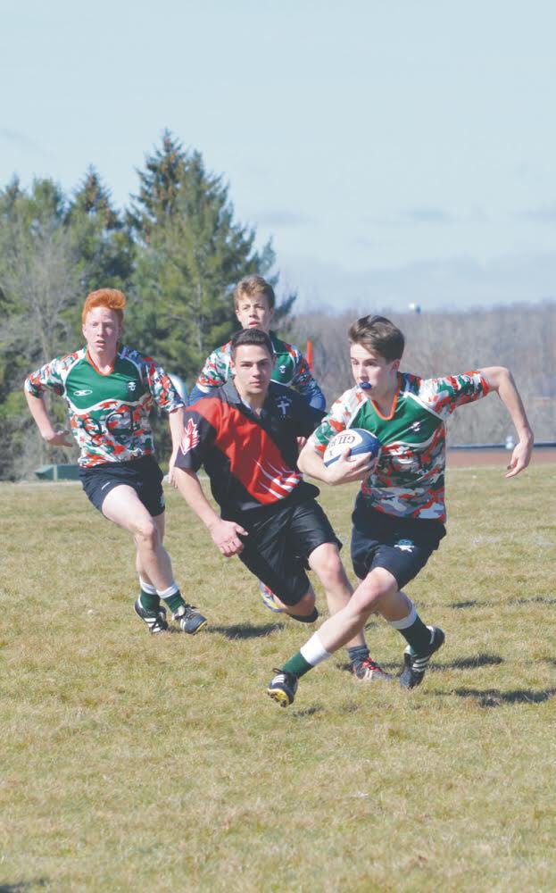 roger_thomson's tweet image. Fred Knowles  of EMS grade 9 rugby v. St. Mary’s on the way to winning Dinning Cup junior rugby tournament in Wingham Ont. Fred named tournament MVP. #YMCA #emsrugby