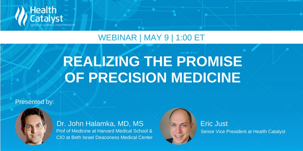 HealthCatalyst's tweet photo. 5 major barriers to #precisionmedicine will be addressed in our upcoming webinar hosted by @jhalamka and @EricMJust. Register: https://t.co/WsK2BHkOZL https://t.co/2Q6d8mZvmc