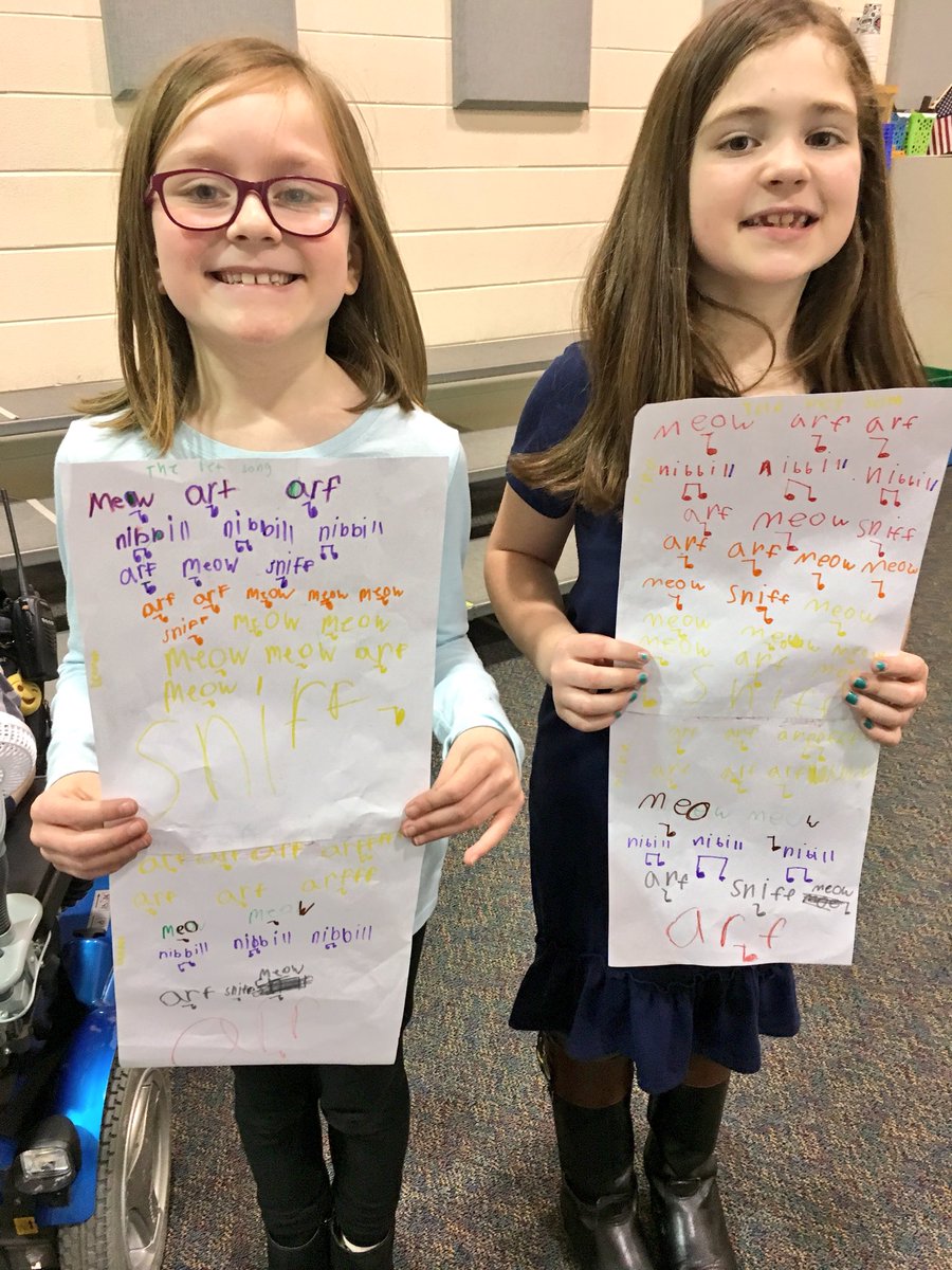 HSSMusic304's tweet photo. These young composers wrote a cat song 😸 They even got the rhythms to match the words! 🐱 ✏️ 🎶 💛 #Geneva304 #catsong #youngcomposers @HSSPrincipal https://t.co/wbP7STqAOt