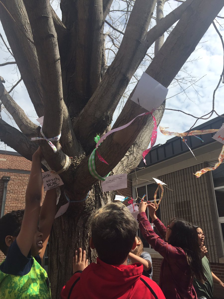 StephanieBellMB's tweet photo. Happy May Day!  Hanging our wishes after reading Wishtree by Katherine Applegate.@BeaversonMB3 @MeadowbrookGV https://t.co/tlH3xoihFc