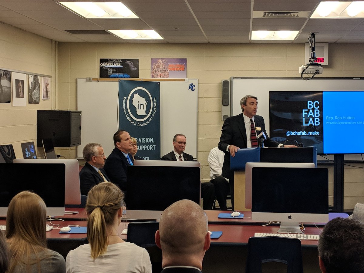 StateRepHutton's tweet image. Congratulations to @bchsfablab on winning a grant from WEDC to expand their Fab Labs program. #WIFabLab