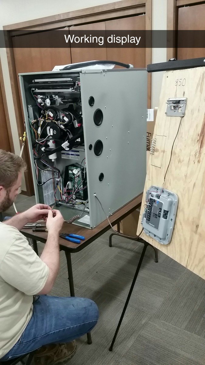 BlackhawkSchoo1's tweet photo. Hands-on @Trane furnace with @NexiaHome stat being setup for display purposes to better understand  #zwave #technology.  #apprenticeshipworks #hvac https://t.co/7Yjn4PTEqU