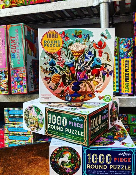 eeBooAlwaysGood's tweet photo. Our trio of limited edition #1000piece round puzzles are now available! We love the extra challenge and the compact box of these puzzles! Which is your favorite? They're on the website now! #pieceandlove #eebooalwaysgood #puzzlegram #puzzle #jigsaw https://t.co/WPcpgIJ4c0