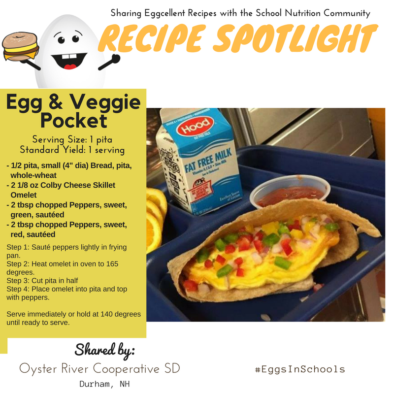 eggsinschools's tweet photo. #EggsInSchools #RecipeSpotlight ALERT 📣: #Egg &amp; Veggie Pocket from Oyster River SD in NH! Slip them into a slider, push them into a pita, stack them on a biscuit, stuff them in a taco or serve them straight up – omelets are so versatile! IDEAS 👉 https://t.co/0XNHrcY1j2 https://t.co/SihD51j69x