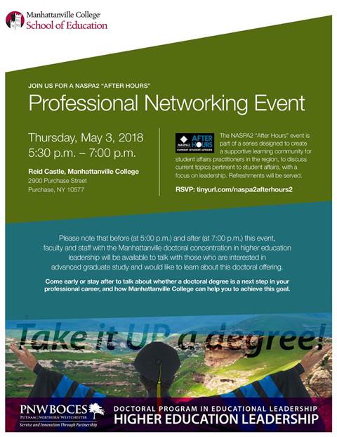 susaniverson1's tweet photo. I hope to see you for some #ThursdayMotivation #SAProDevo on May 3 @NASPA2 #NASPA2 #AfterHours #SApro #networking event & @Mville_College @Mvilleschooled #highered #leadership info session! @CSPANYS #RSVP https://t.co/cxFhB9lNB0 https://t.co/vLZkj15Iym