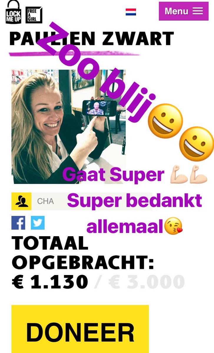 Racingpien's tweet photo. Ik doe mee! ❤  Lock me up &amp; Free a Girl 🙏🏻
Graag laat ik mezelf op vrijdag 18 mei vanaf 11:00 uur 12 uur lang opsluiten in een #hokje! 
Steun mij en dan gaan we er samen voor zorgen om deze meisjes ook in alle vrijheid op te laten groeien.  
https://t.co/SDKA6H9Ood https://t.co/JTeGWidyXO