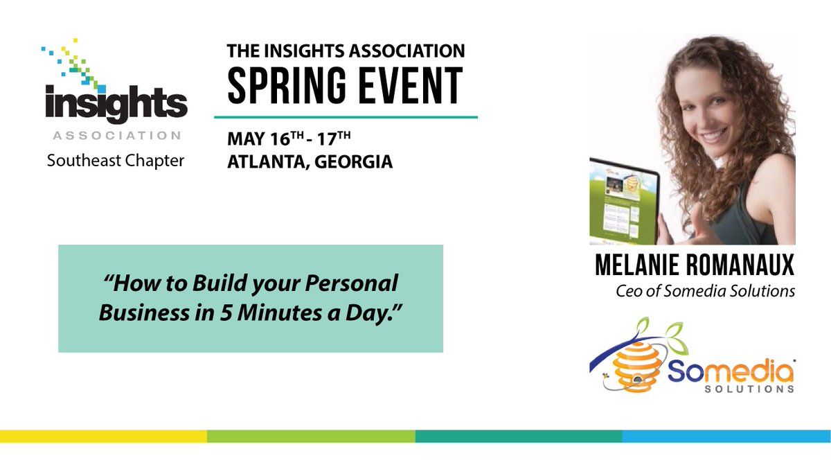 How can you spend 5 minutes a day to build your personal brand? Come learn from one of the best, <a href="/Somedia/">Melanie Romanaux</a>, at the @InsightsSE Spring Event in Atlanta on May 17. But first you'll have to take 5 minutes to register: buff.ly/2qaLDNr #MRX #InsightsSE