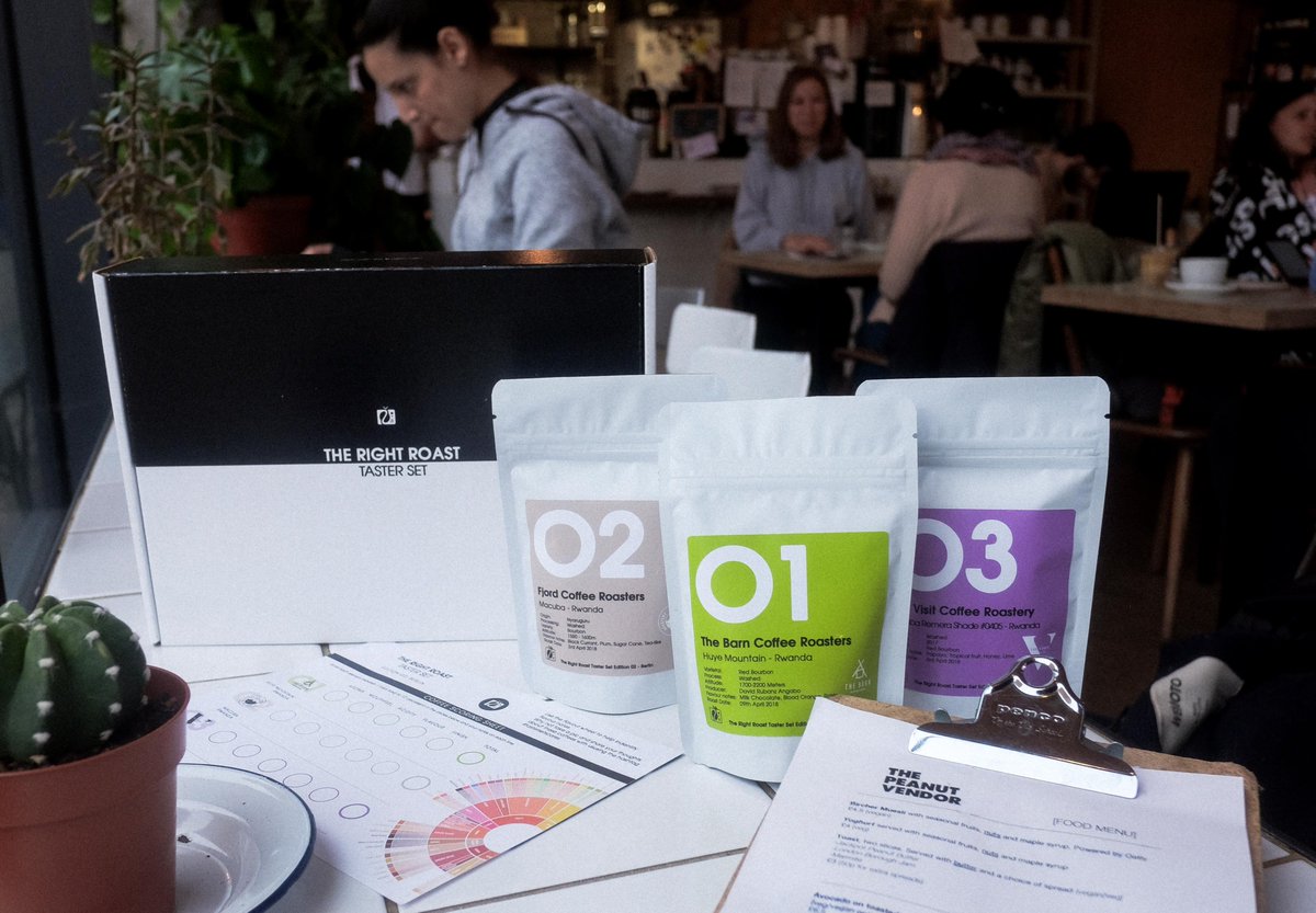 TheRightRoast's tweet photo. Our Taster Set Edition 02: Berlin🇩🇪 is now available at The Penut Vendor, a very hip cafe/furniture shop in Hackneywick! You can also try the coffees in the set as a v60, kalita or aeropress ☕️😋

Still a few Taster Set's left. More info here.
https://t.co/BVVf96tTOh https://t.co/WvAMRyv9sa