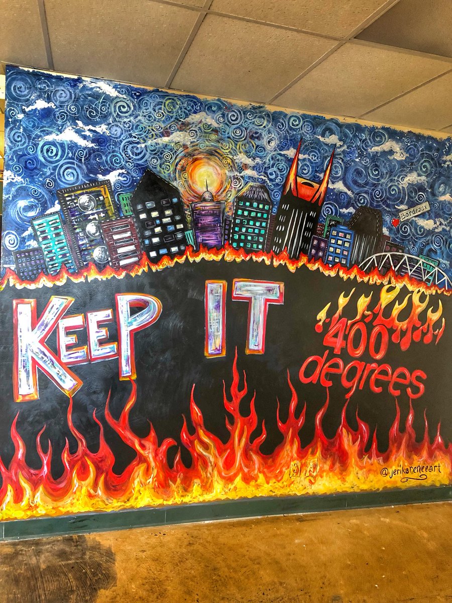 400DegreesHC's tweet image. We recently welcomed Jerika Renee to create this custom mural (selfie wall). We are proud to support local artist. What would you guys like to see on the next wall we create?? #helpasisterout #nashville #hotchicken #400degrees #suggestionsplease ♥️❤️♥️❤️♥️❤️