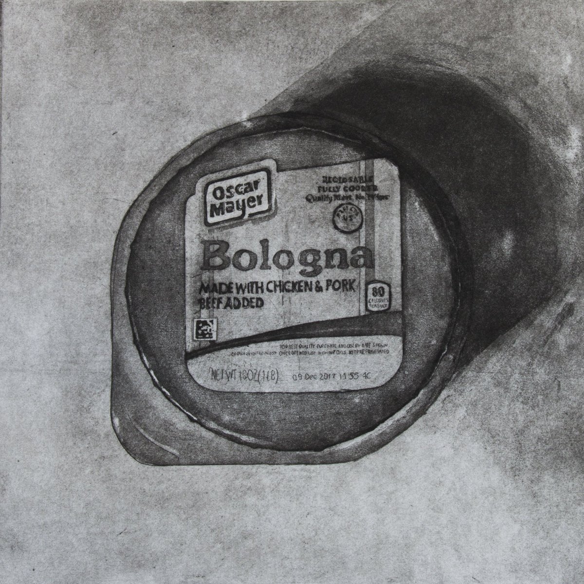 SPRING preview, detail of Edward Steffanni’s “Diptych of Bologna and Cheese” Etching and aquatint. Opening this Friday 6-9 PM #printmaking