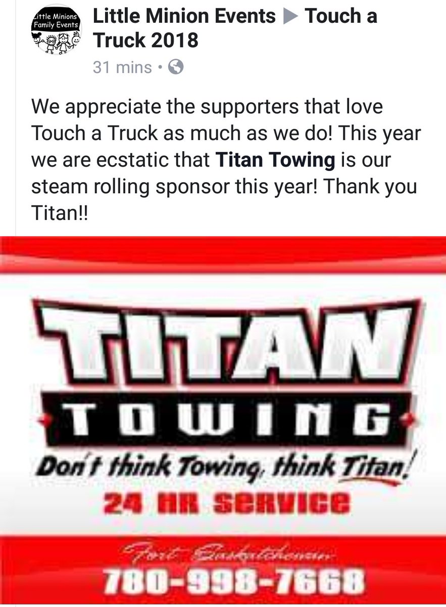 4happyminions's tweet photo. A HUGE shout out to @TitanTowing for their support and sponsorship of @LittleMinions8 Touch a Truck. You guys ROCK! https://t.co/kOhG31B8PS